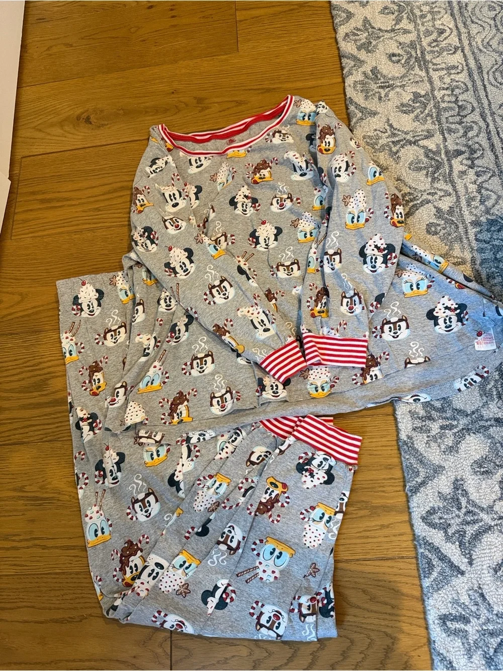 Disney Christmas Character Pajama Set with Red Trim - Picture 1 of 1